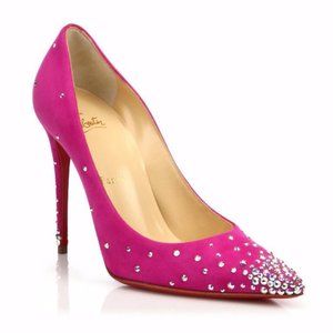 Christian Louboutin DEGRASTRASS Crystal Suede Heels Pump Shoes Indian Rose $1195